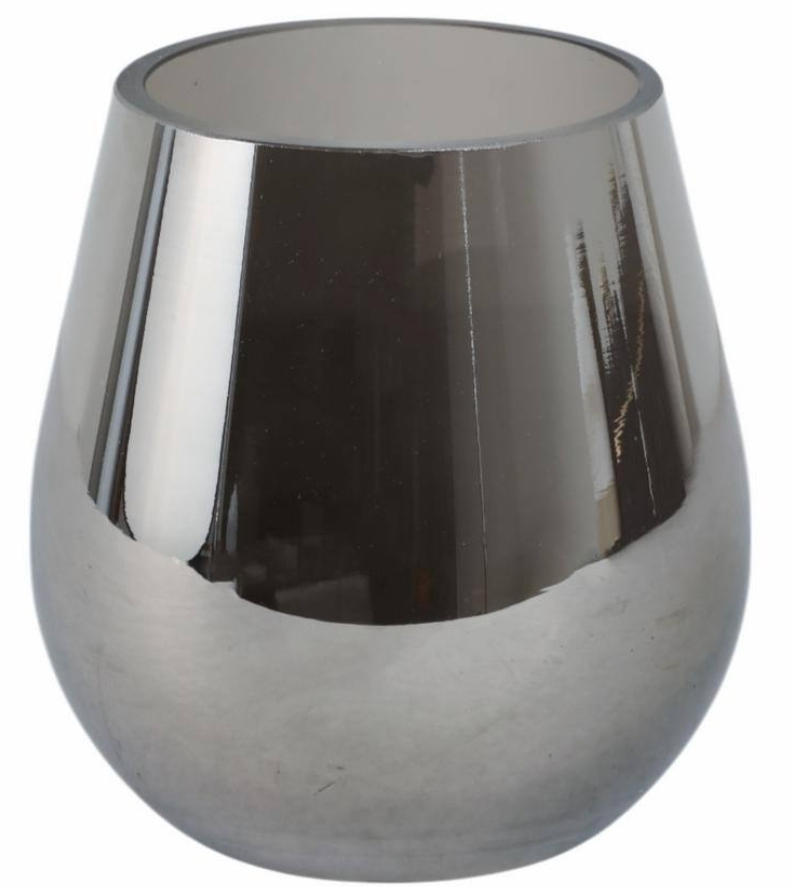 8"H Metallic Glass Vase-Silver