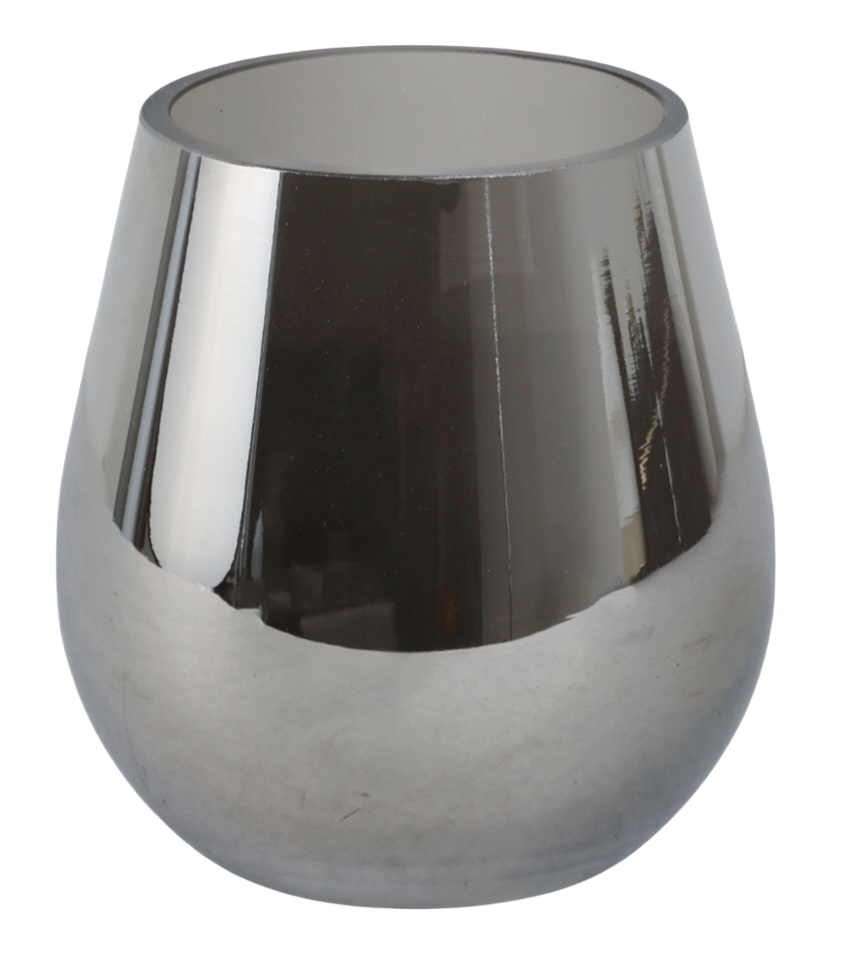  6"H Metallic Glass Vase-Silver