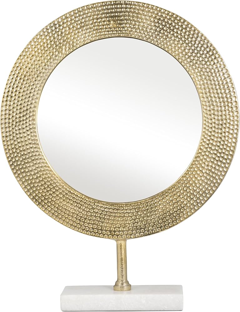 21" Hammered Mirror On Stand-Gold