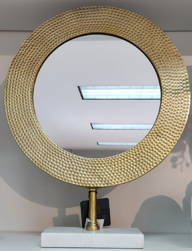 21" Hammered Mirror On Stand-Gold