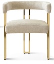 Chenille Upholstered 
Armchair -Gold & White 