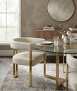 Chenille Upholstered 
Armchair -Gold & White 