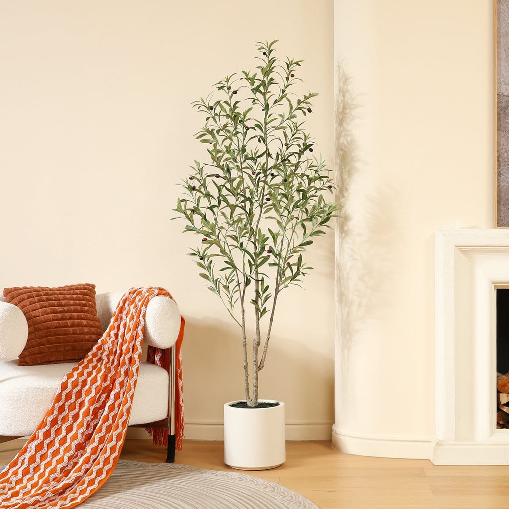 5FT Faux Olive Tree in Ivory Planter