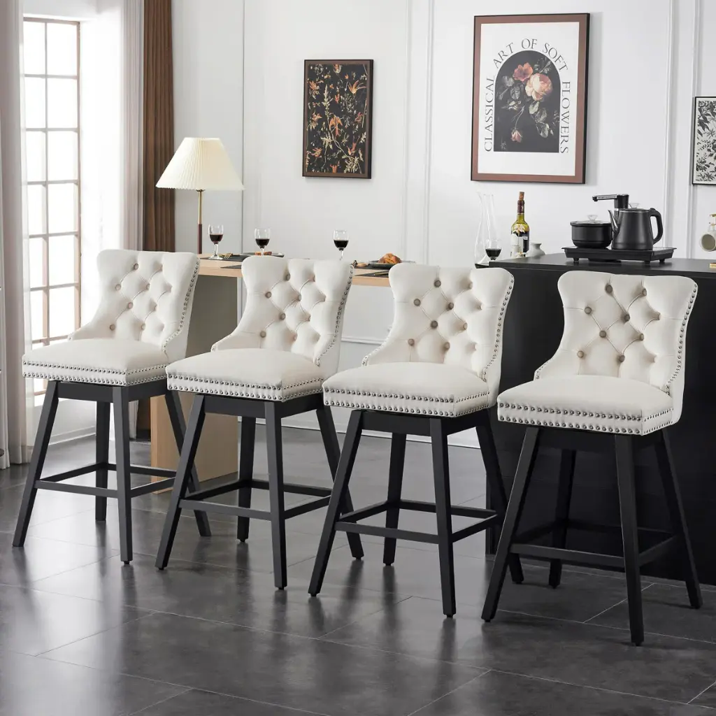 30.7" Timm Swivel Stool-Beige
