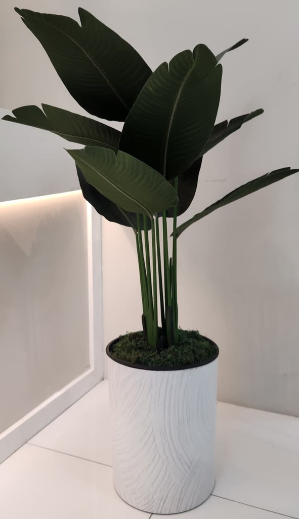 58"Faux Bird of Paradise in White Planter 