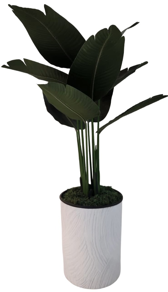 58"Faux Bird of Paradise in White Planter 