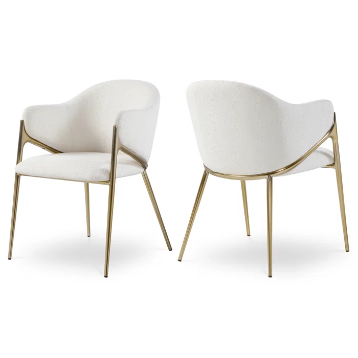 Cream Velvet Dining Chair W/ Gold Legs 