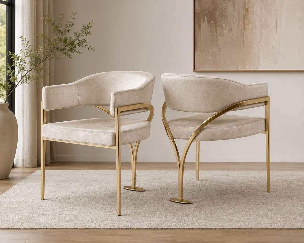 Gold Velvet Stone Dining Chair