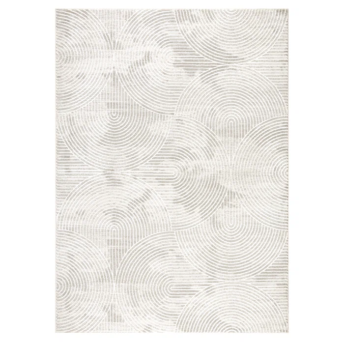 7'10" x 10'2" Soft Arches Neutral Indoor Area Rug with High-Low  Texture- Ivory/Greige 