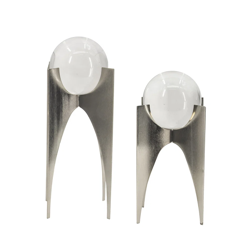 Crystal Ball on Chrome Abstract Frame-Large 