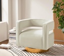 Ivory Velvet Swivel Accent Chair W/ Gold Base