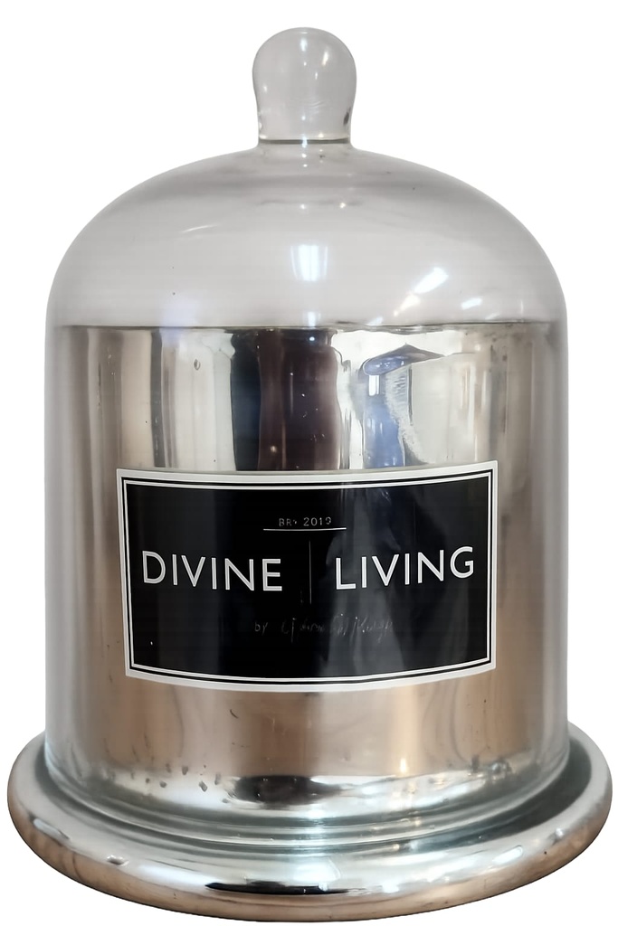 AG SCENTED CANDLE JAR WITH GLASS DOME -LARGE-SILVER