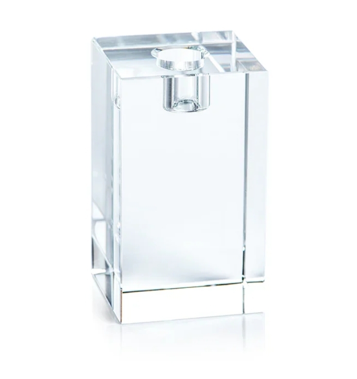Square Crystal Glass Taper Holder - Large