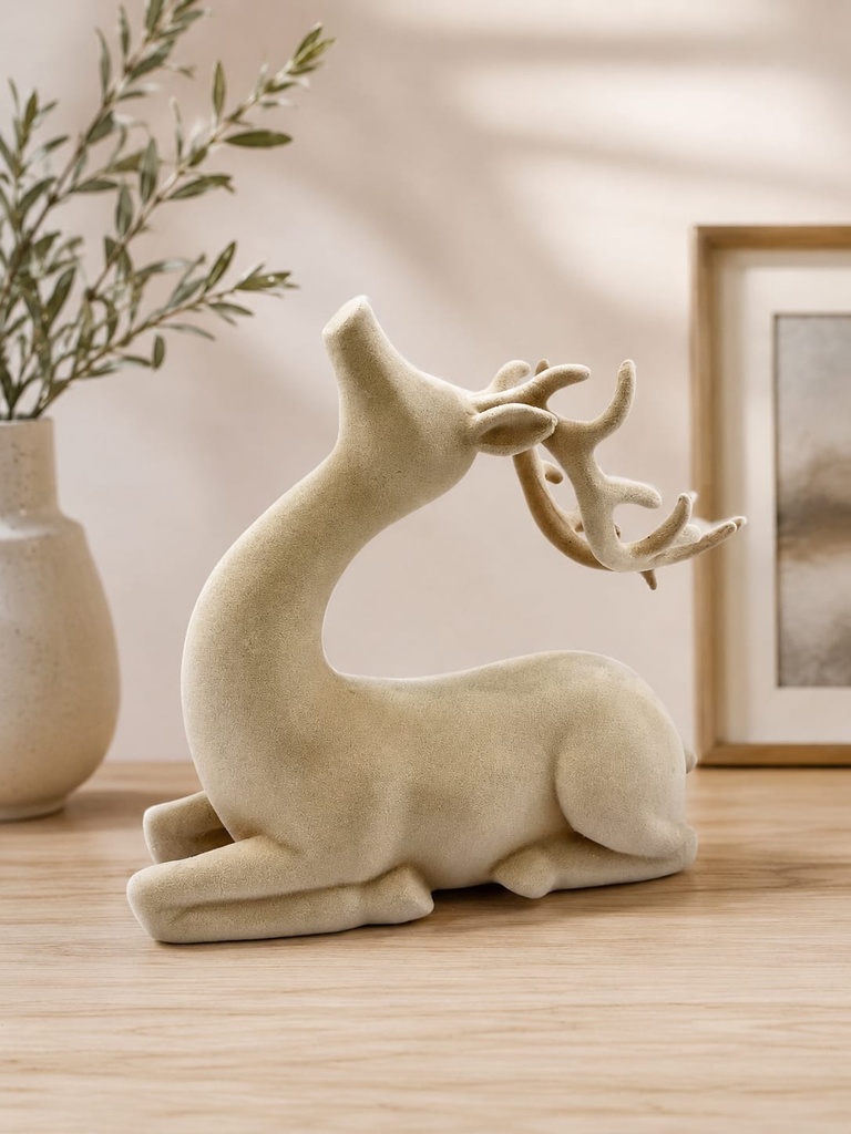 Flocked Decorative Sitting Deer