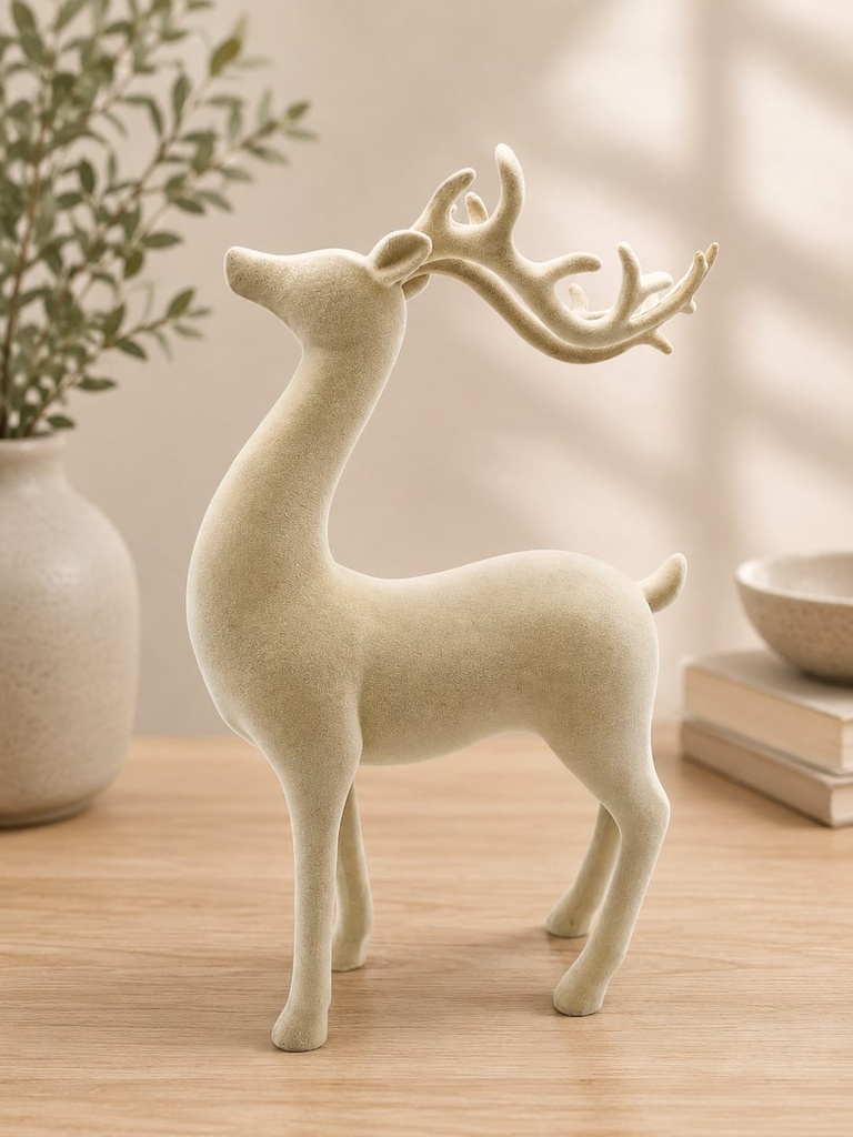 11.25" Flocked Decorative Standing Deer