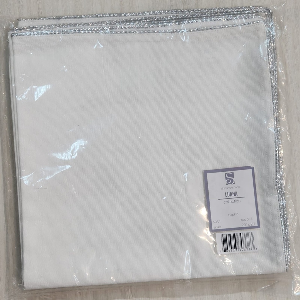 Tekamah Cotton Square Napkins -Silver(Set of 4)