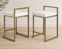 28" Progreso Upholstered Stool W/ Gold Frame-Ivory   