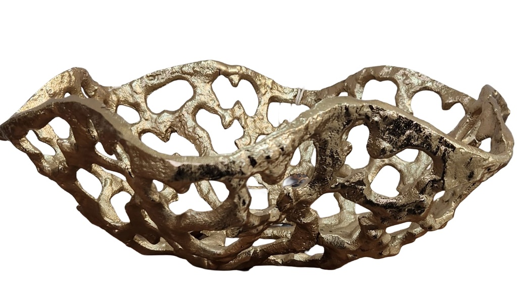 Gold Abstract Metal Bowl W/ Holes  