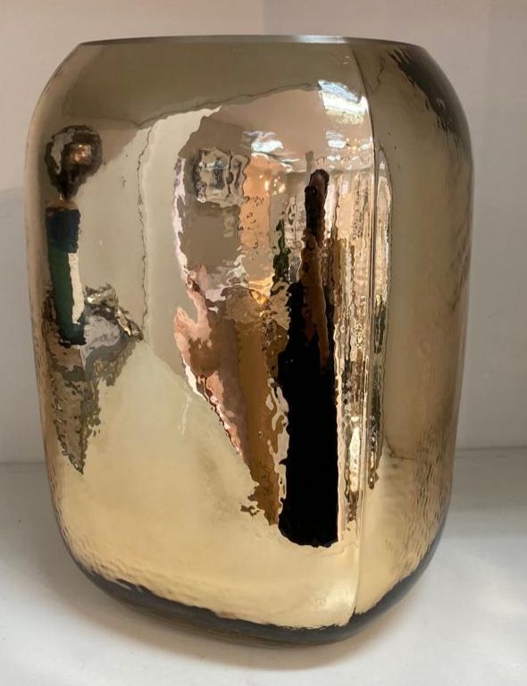 Reflective Rose Gold Glass Vase  