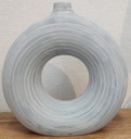 Blue and Ivory Stripped Round Vase  