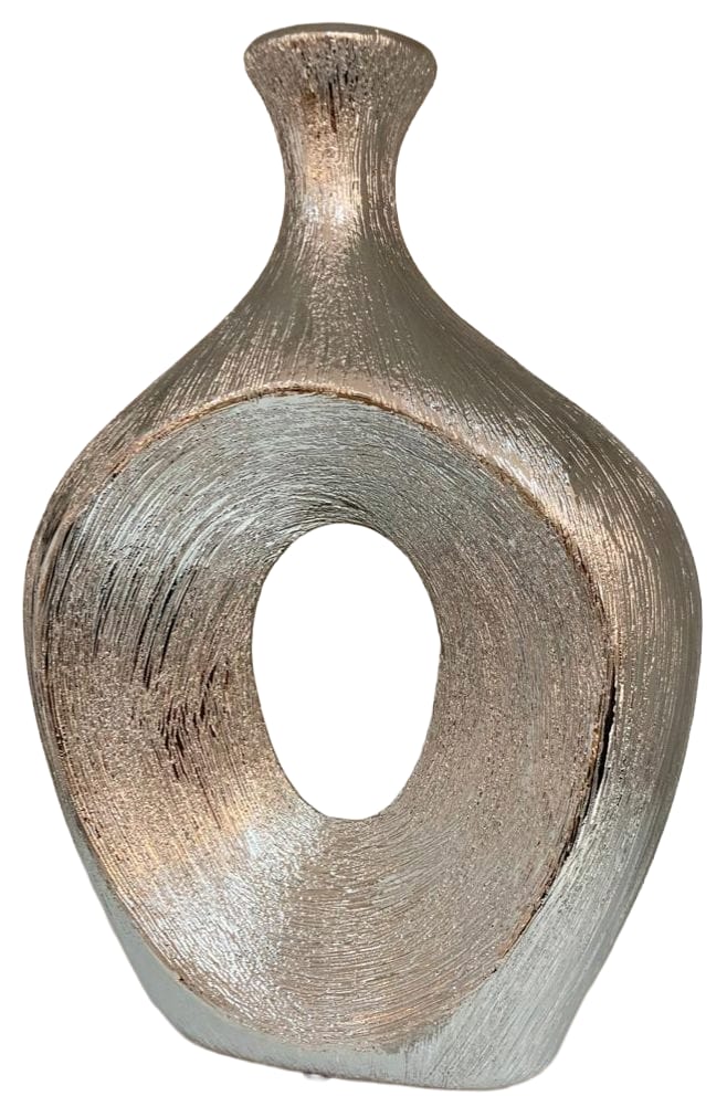 Silver Abstract Textured Glass Vase  
