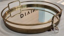 Gold Spaced Handle Circular Mirrored Tray  