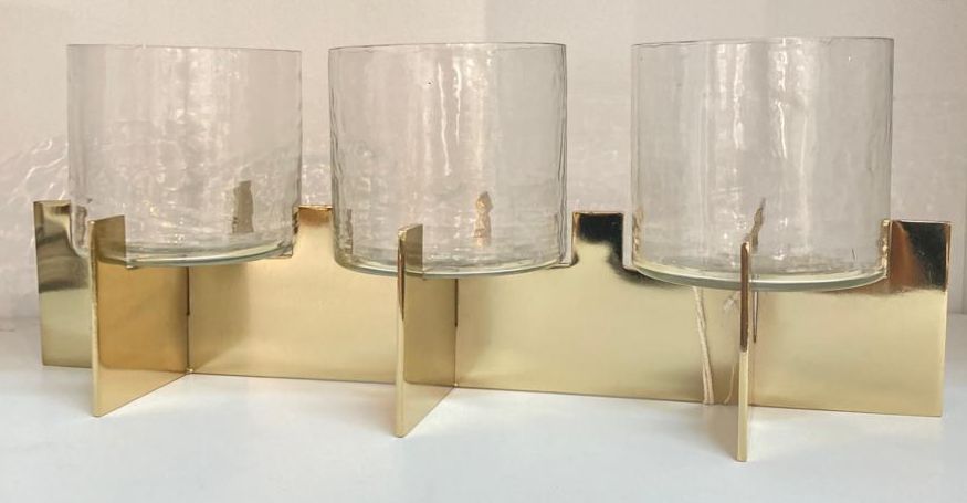 3 Shades Gold Base Candle Holder  