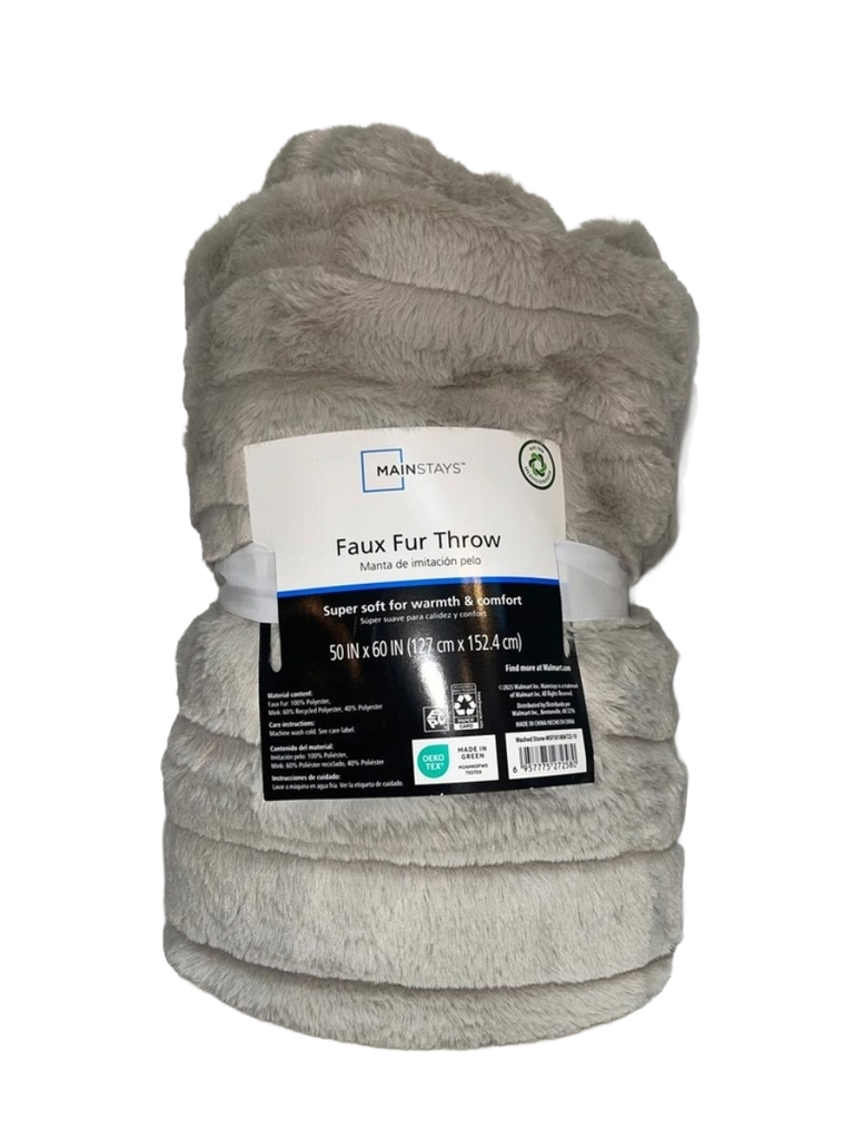 50 X 60 Gray Faux Fur Throw 