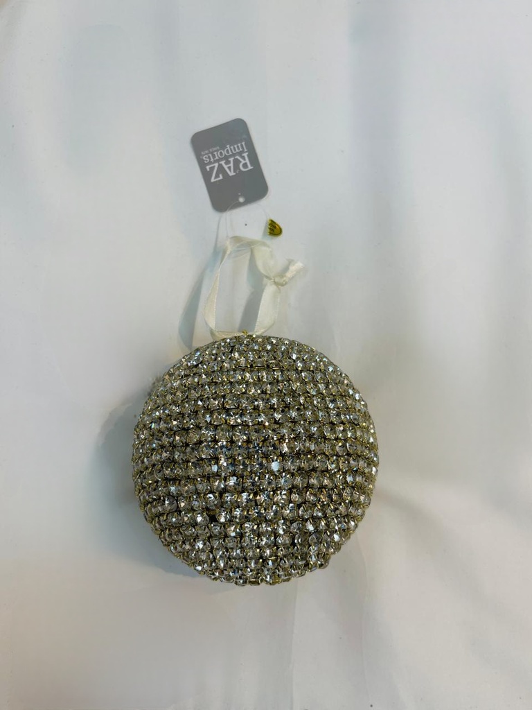 Gold Crystal Glam Ball Ornament Small 
