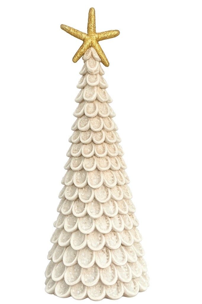 Coastal Ivory Christmas Tree with Gold Star
