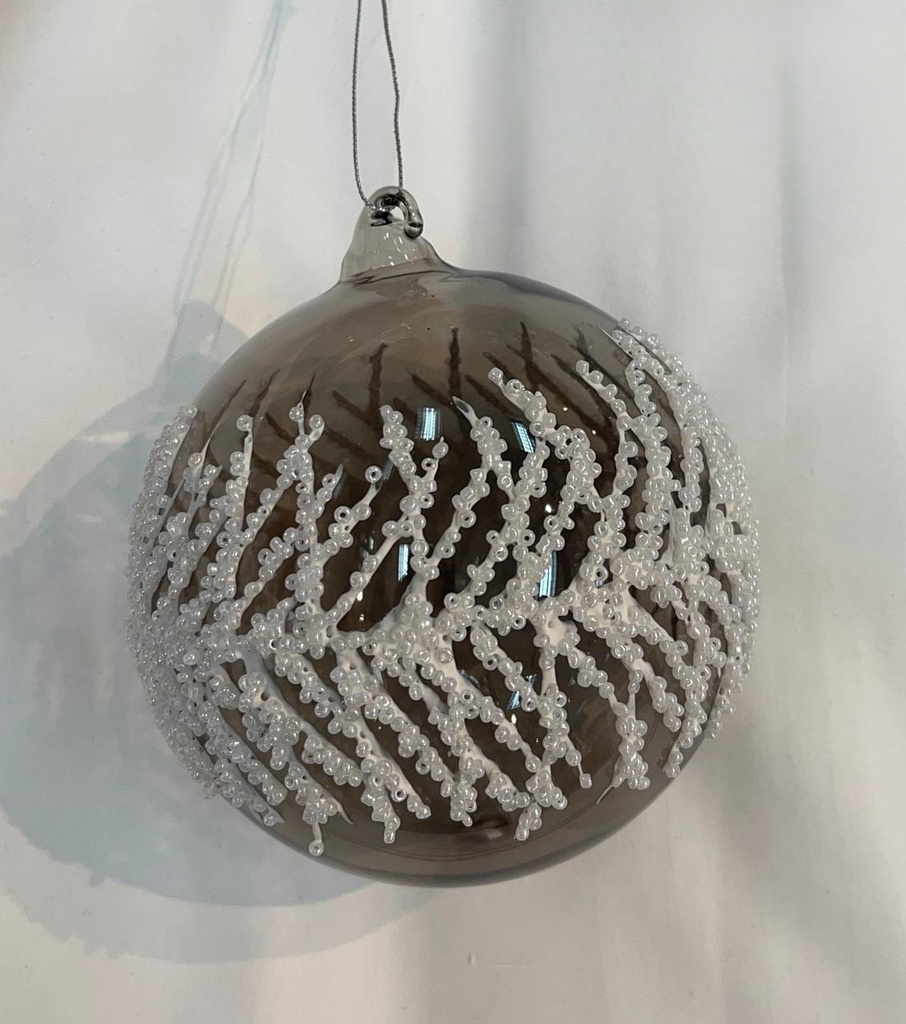 4.5" Platinum Sequin Iced Ornament  