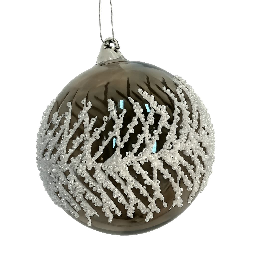 4.5" Platinum Sequin Iced Ornament  