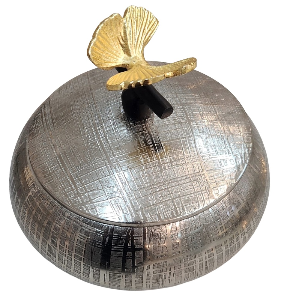 Chrome Bowl with  Gold 3D Detail 