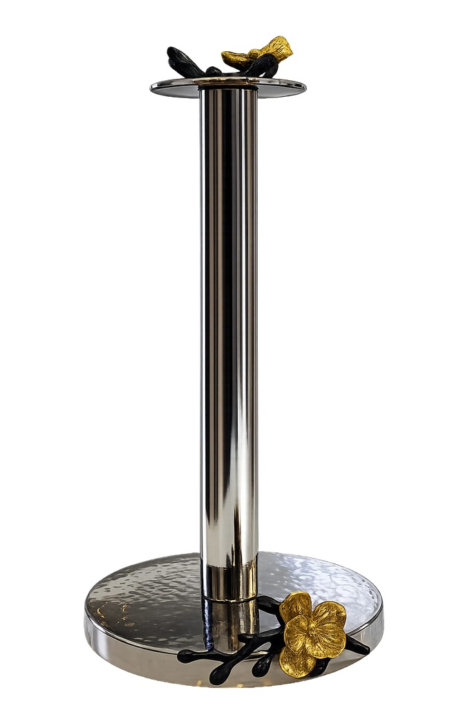 Chrome Paper Towel Holder with Gold 3D Detail 