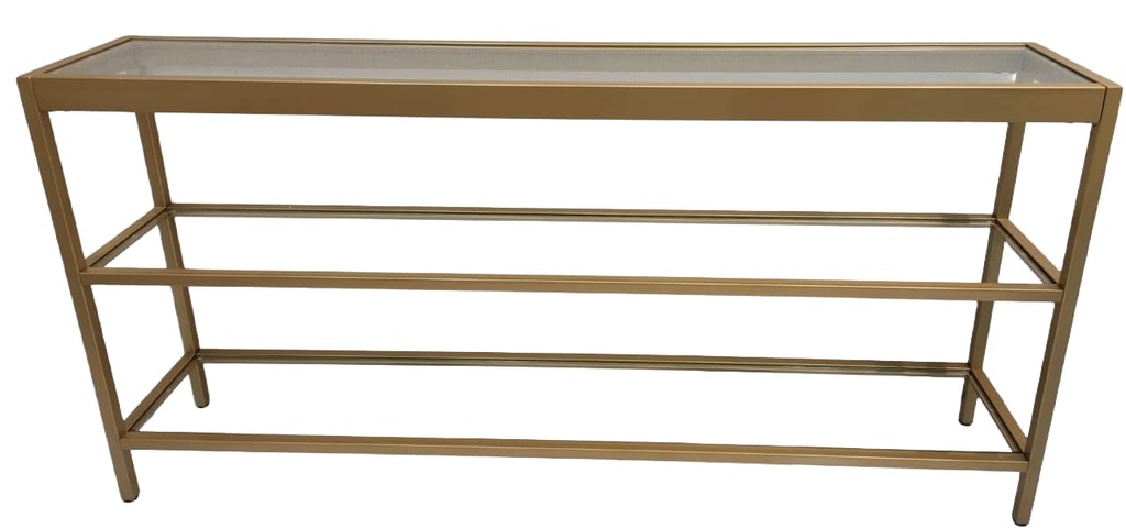 3 Shelves Alexis Glass & Gold Console Table 