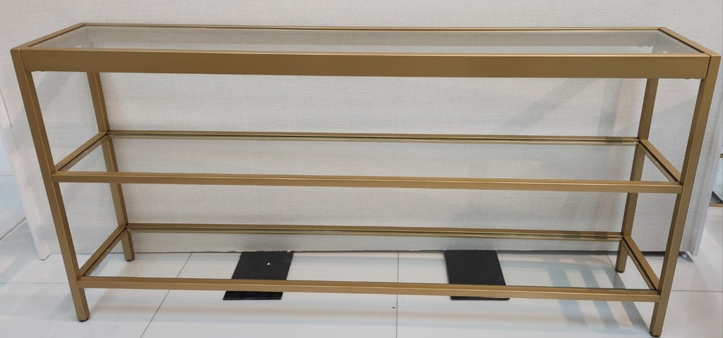 3 Shelves Alexis Glass & Gold Console Table 