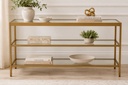 3 Shelves Alexis Glass & Gold Console Table 