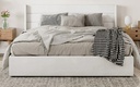 White Braya Hydraulic Storage Upholstered Platform Bed-Queen