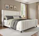 Cream Aurieona Upholstered Platform Bed-Queen 