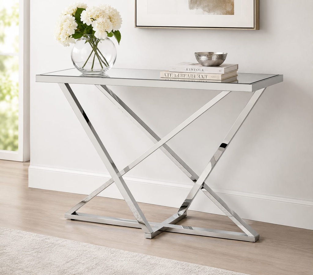 47.25" Ashaz Glass Top Console Table