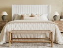 White Candler Velvet Upholstered Platform Bed with Wingback  Headboard- Queen 
