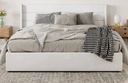 White Braya Hydraulic Storage Upholstered Platform Bed-King 