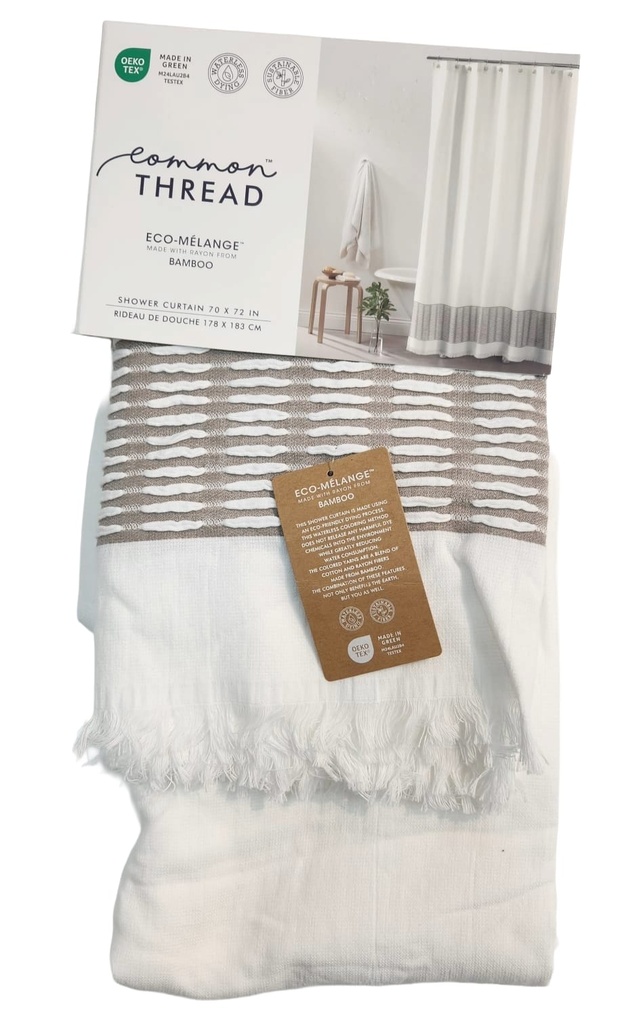 Common Thread Shower Curtain- White & Brown
