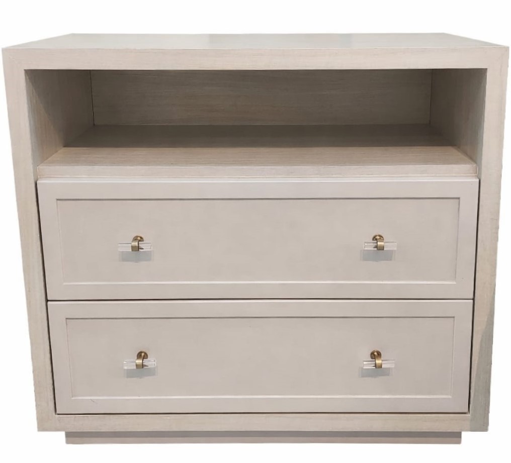 Whitewash Nightstand with Gold & Acrylic Pulls 
