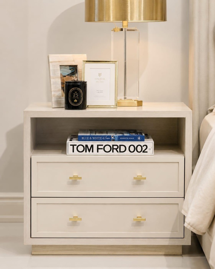 Whitewash Nightstand with Gold Pulls 
