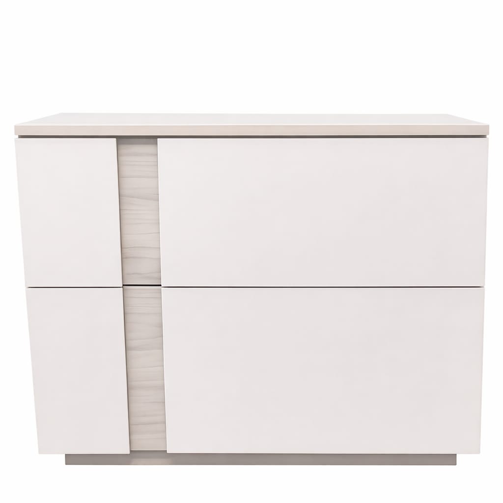 White Gloss & Wood Night Stand 