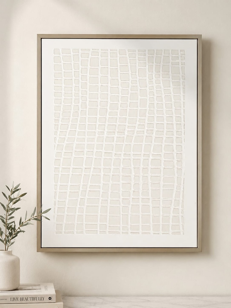White and Silver Small Squares Wallart 