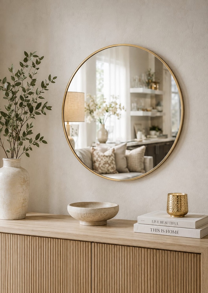 30 X 30 Gold Frame Round Mirror 