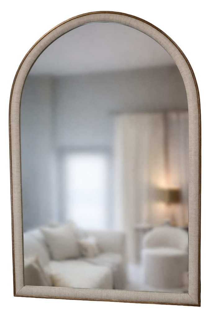 26" x 38" Gold & Beige Arched Mirror 