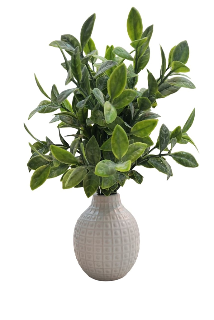 Faux Plant in White Square Dot Ceramic Pot 